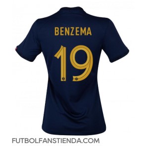 Francia Karim Benzema #19 Primera Equipación Mujer Mundial 2022 Manga Corta